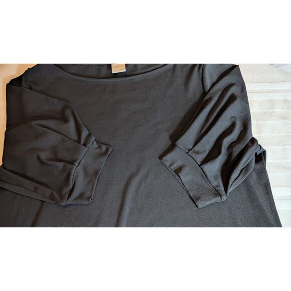 H&M Top Women Large Black Black Crepe Basic Top Short Gathered Sleeve - Picture 7 of 8